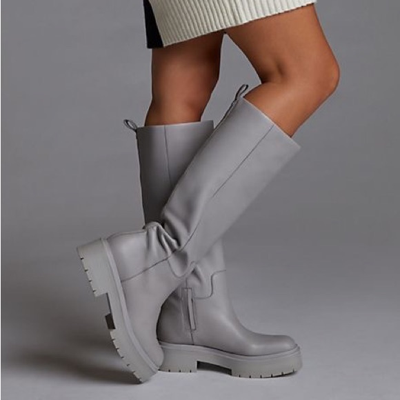 Sam Edelman Shoes - NWT Sam Edelman Tall Grey Waterproof Leather Boots Lug Sole Size 8